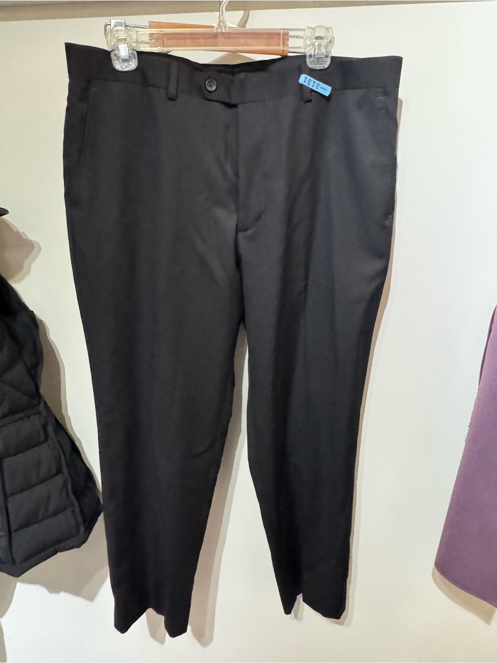 Men's Black wool  Dress Pants - Classic Tailored Trousers 36x30